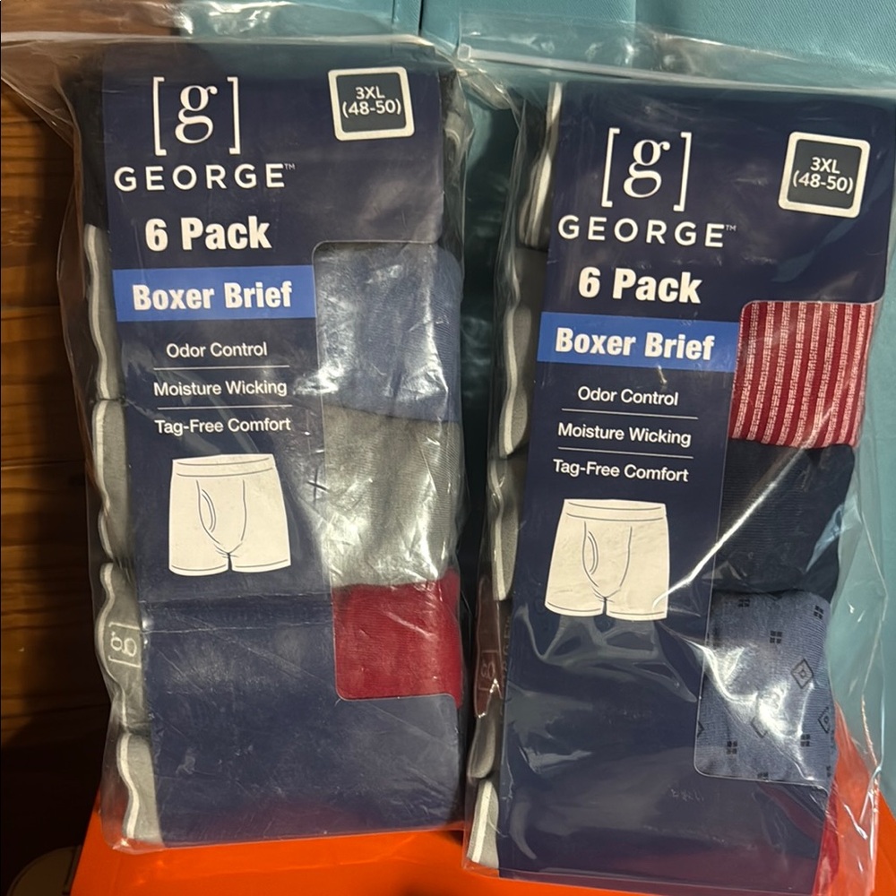 George Boxer Briefs Blue and Red Comfort Two 6Packs